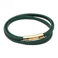 Fredbennet Recycled Green Leather Bracelet Gold Plated 43cm