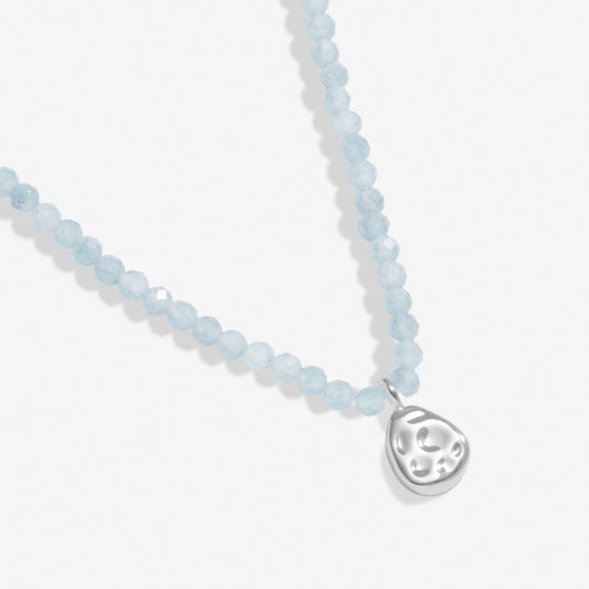 Mini Charms Aqua Crystal Pebble Silver Plated Necklace