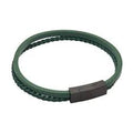 Fredbennet Recycled Green Leather Bracelet Black IP Stainless Steel 22cm