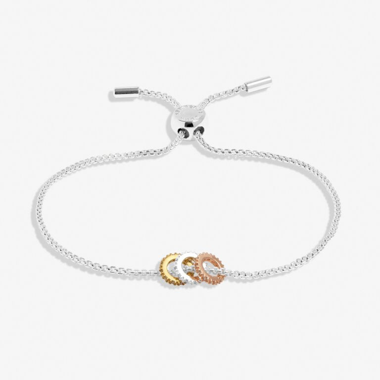 Joma Jewellery Mini Charms Three Tone Pave Silver Gold And Rose Gold Plated Bracelet