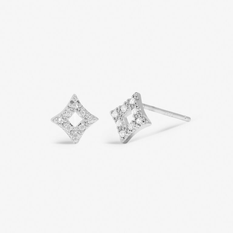 Joma Jewellery Mini Charms Pave Diamond Silver Plated Earrings