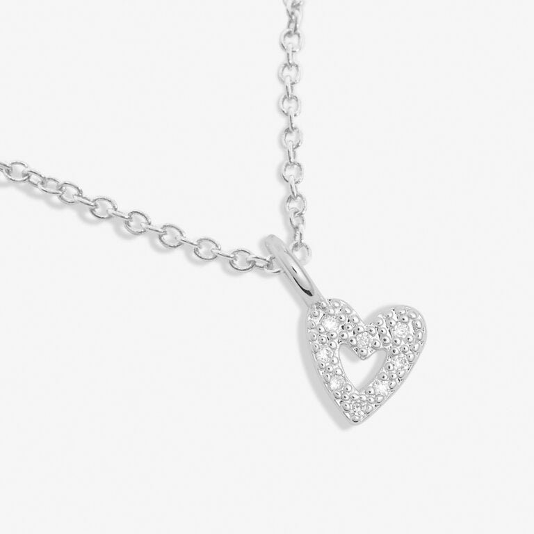 Joma Jewellery Mini Charms Pave Offset Heart Silver Plated Necklace