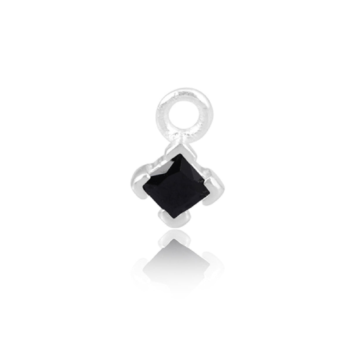 Permanent Jewellery Sterling Silver CZ Square Black