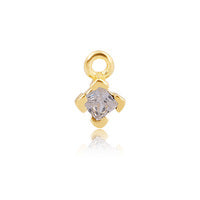 Permanent Jewellery 14ct Gold Vermeil Sterling Silver CZ Square Charm Clear
