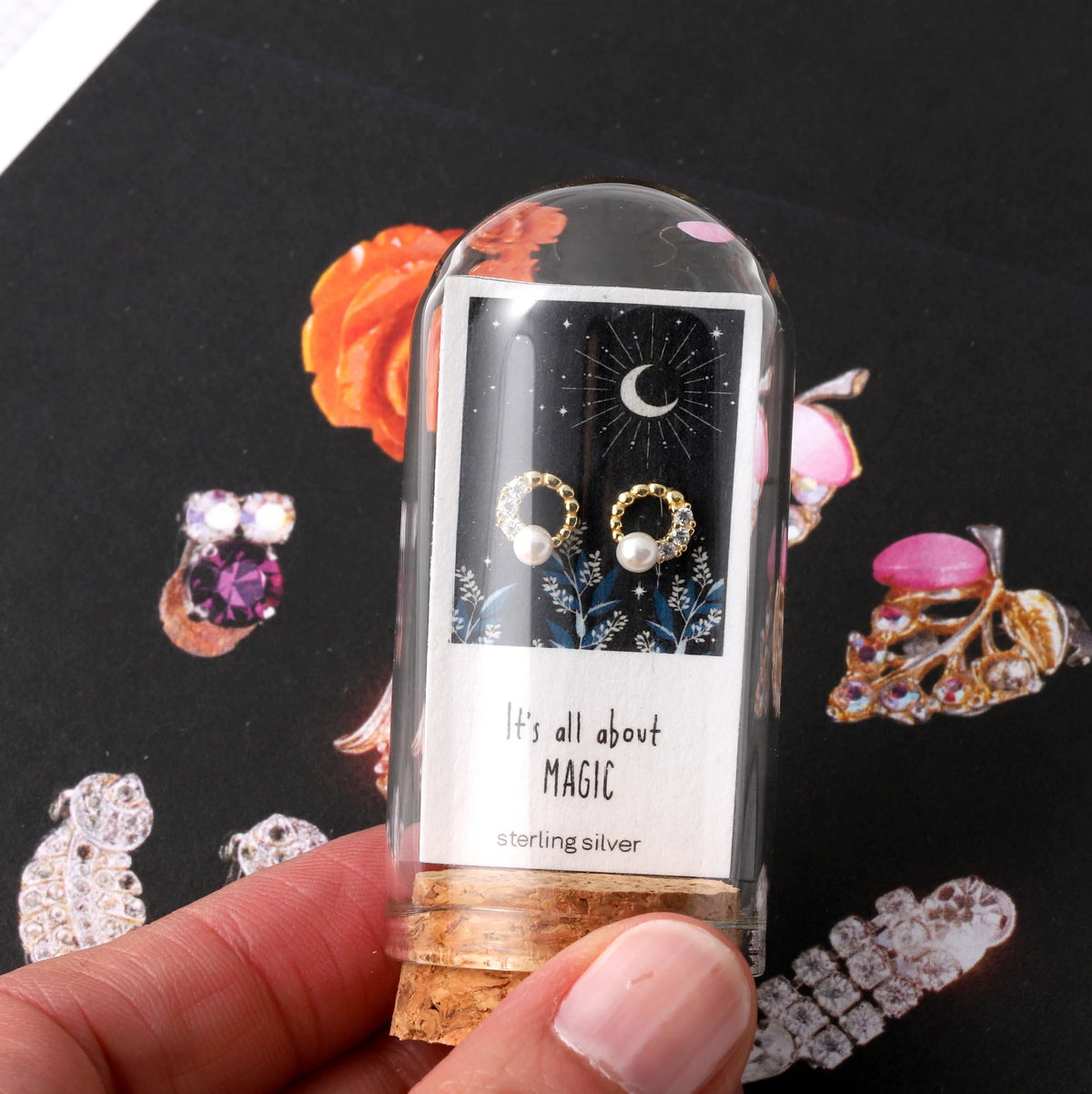 Attic Creations Full Moon Earrings With Pearl Its All About Magic Sterling Silver Gold Plated