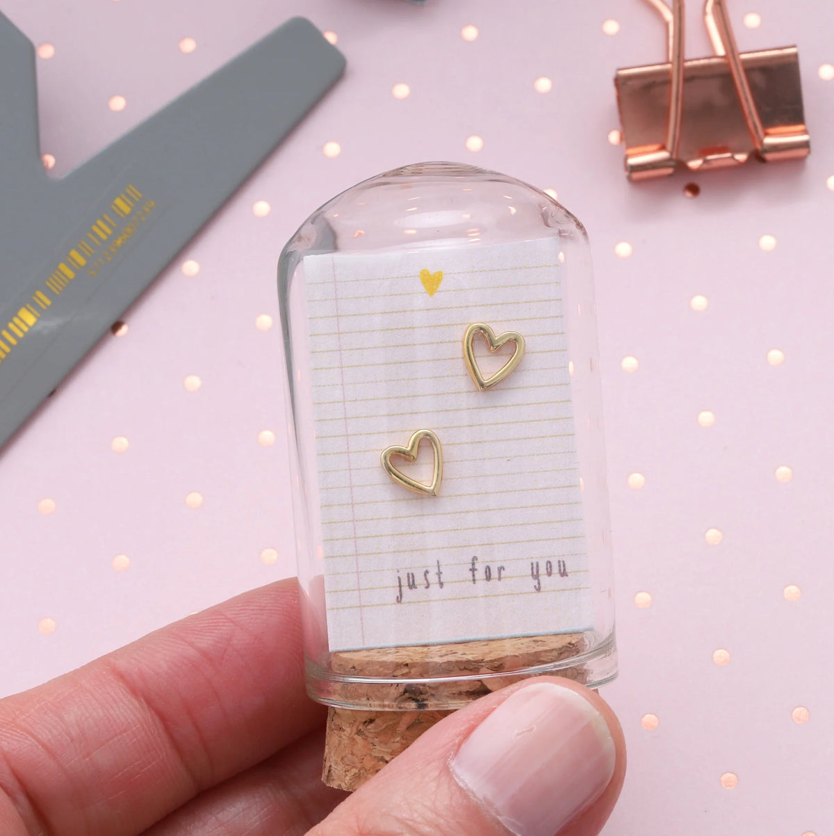 Attic Creations Little Note Cutout Heart Earrings Medium Sterling Silver Gold Plated