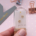 Attic Creations Little Note Cutout Heart Earrings Small Sterling Silver Gold Plated