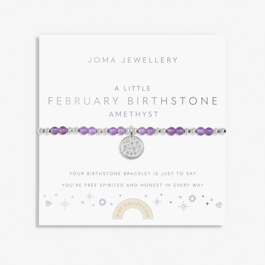Joma Jewellery Children's Birthstone A Little February Silver Plated Bracelet