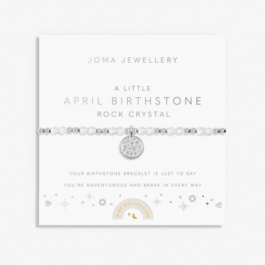 Joma Jewellery Children's Birthstone A Little April Silver Plated Bracelet