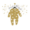 Piano Greetings Card New Baby Gold Babygrow