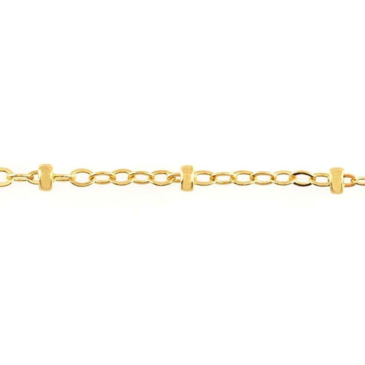 Permanent Jewellery Anklet 35cm Cable Chain with Beads Gold