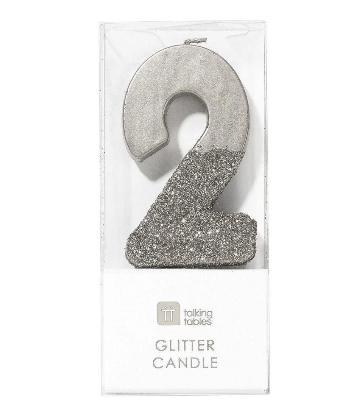 Talking Tables Silver Glitter Number Candle 2