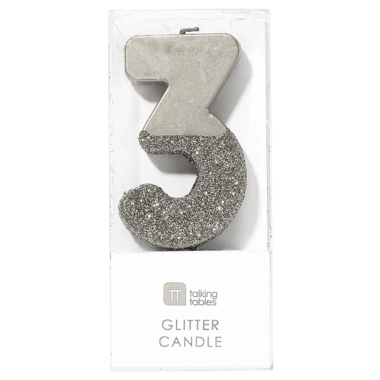 Talking Tables Silver Glitter Number Candle 3