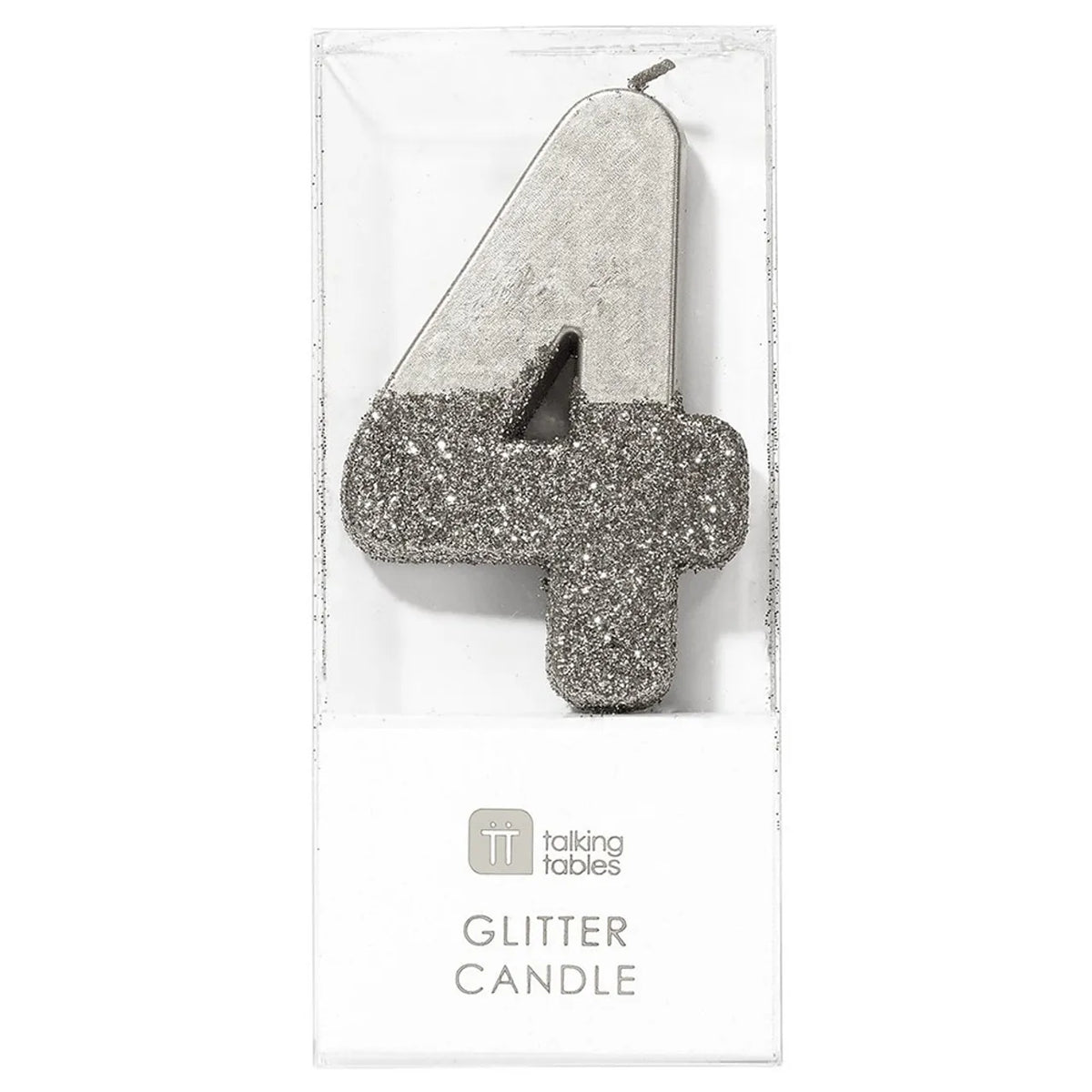 Talking Tables Silver Glitter Number Candle 4