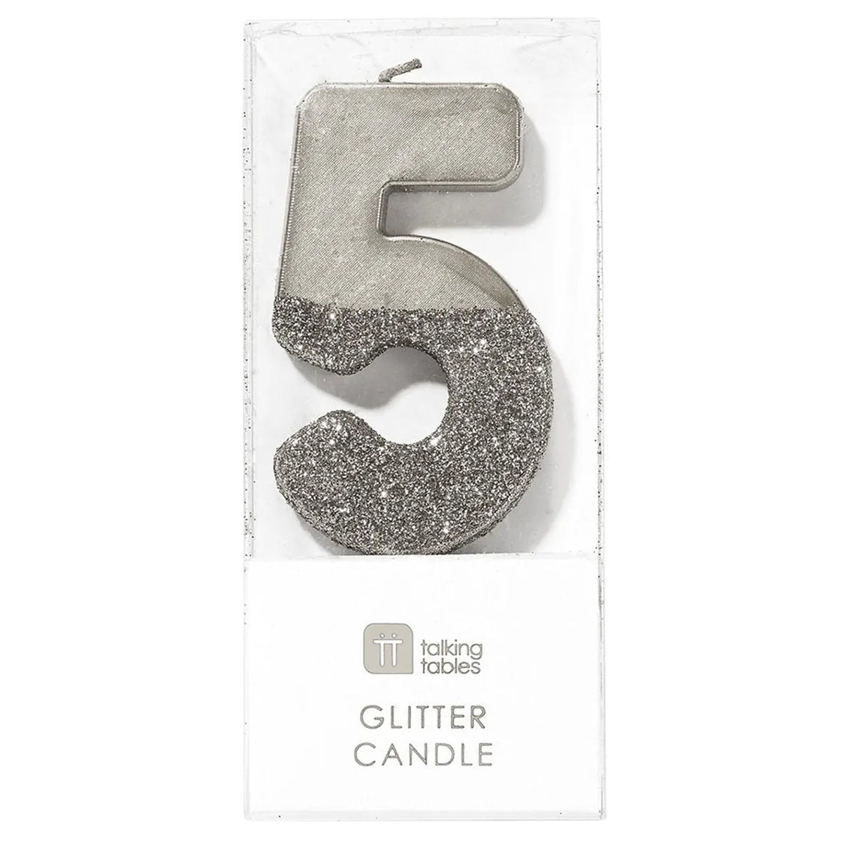 Talking Tables Silver Glitter Number Candle 5