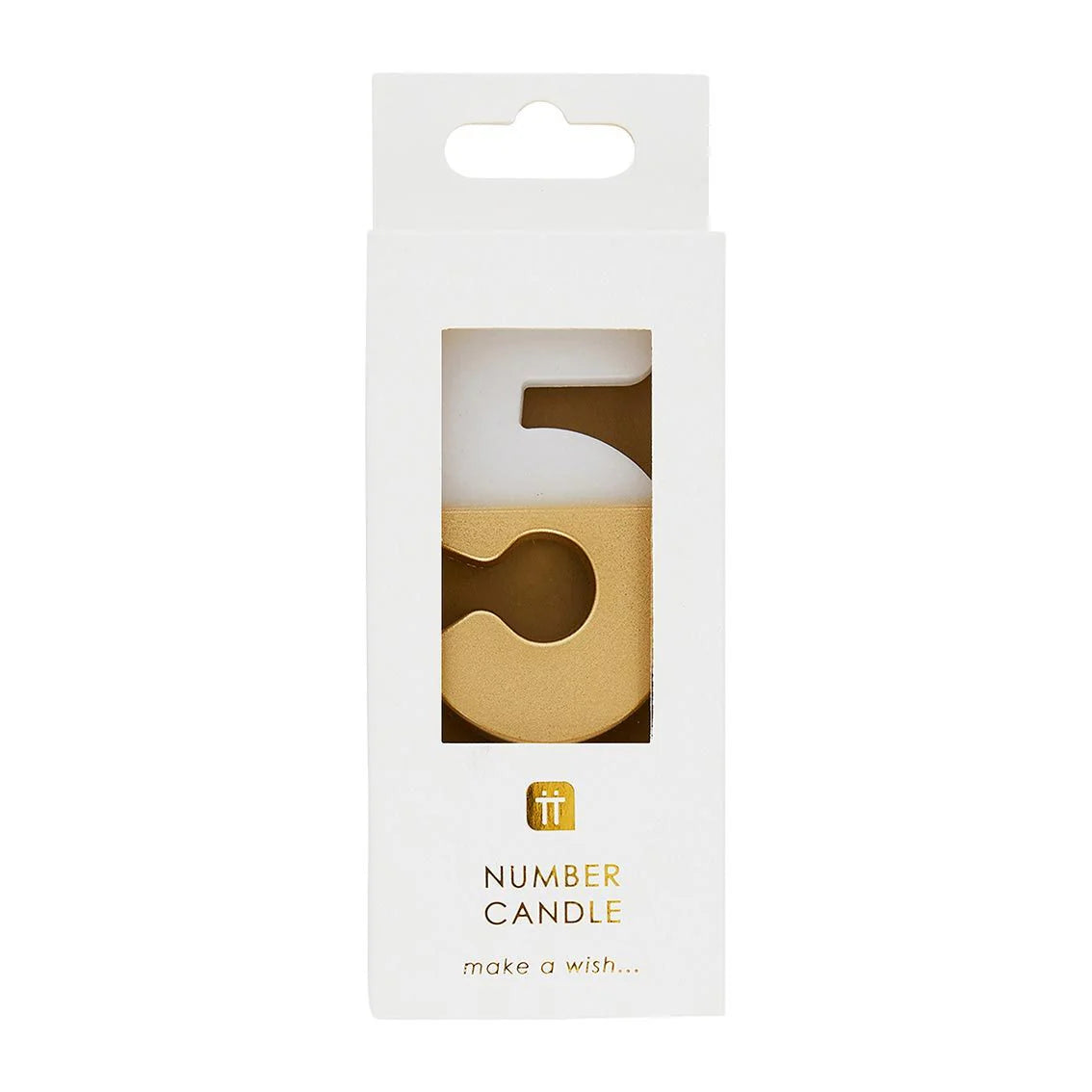 Talking Tables White And Gold Number Candle 5