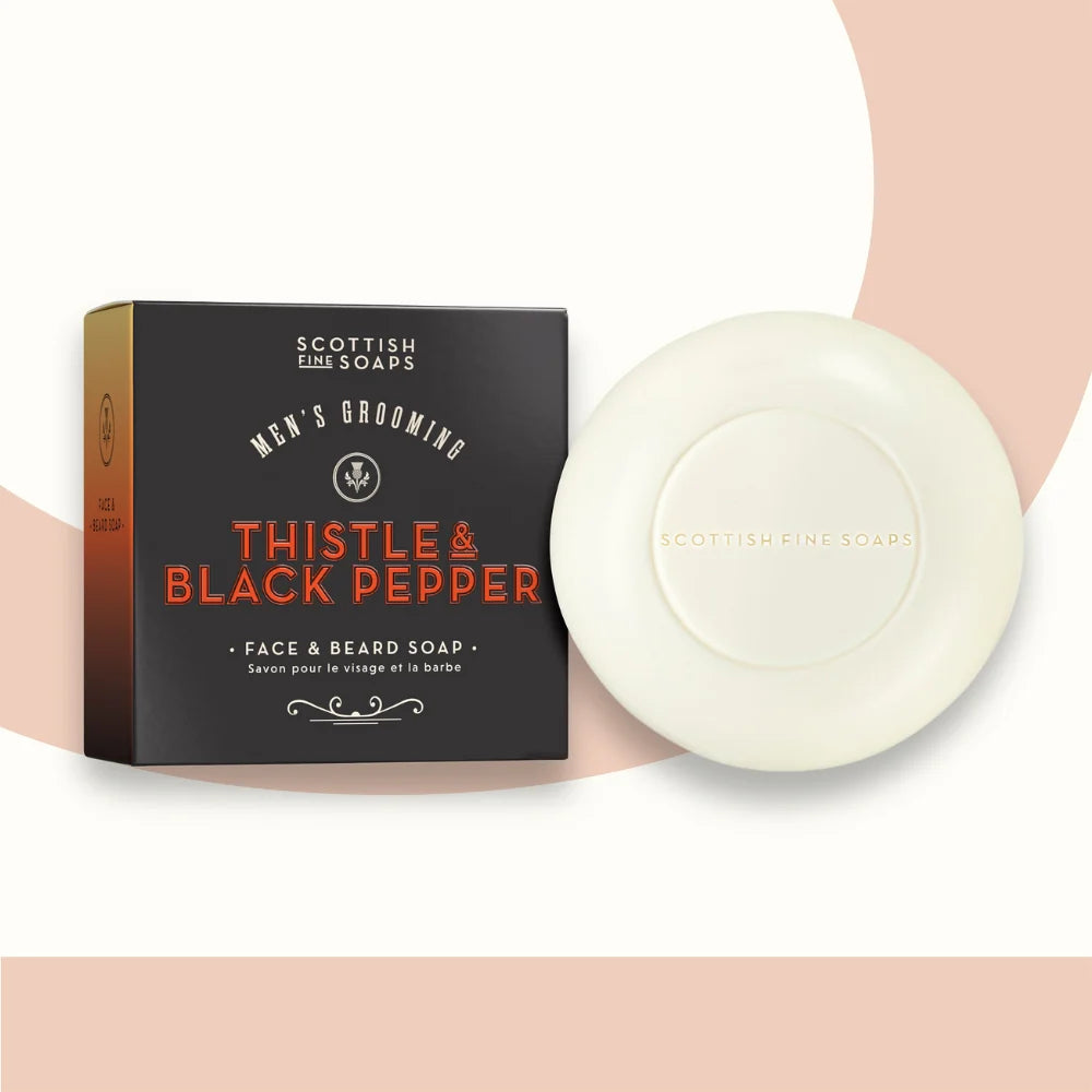 Scottish Fine Soaps Mens Grooming Thistle And Black Pepper Face And Beard Soap 100g