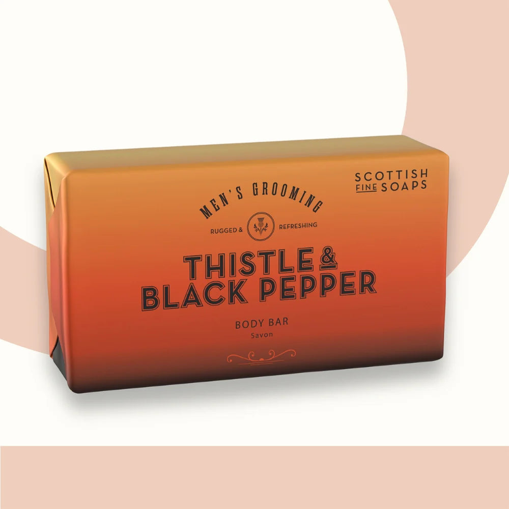 Scottish Fine Soaps Male Grooming Thistle And Black Pepper Body Bar 220g