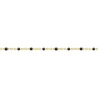 Permanent Jewellery 14ct Yellow Gold Bracelet Flat Cable Chain With Black Epoxy Beads