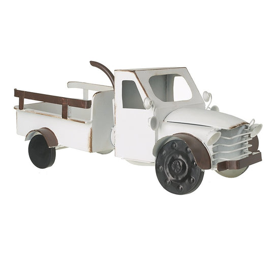 Heaven Sends Vintage Style White Metal Pick Up Truck