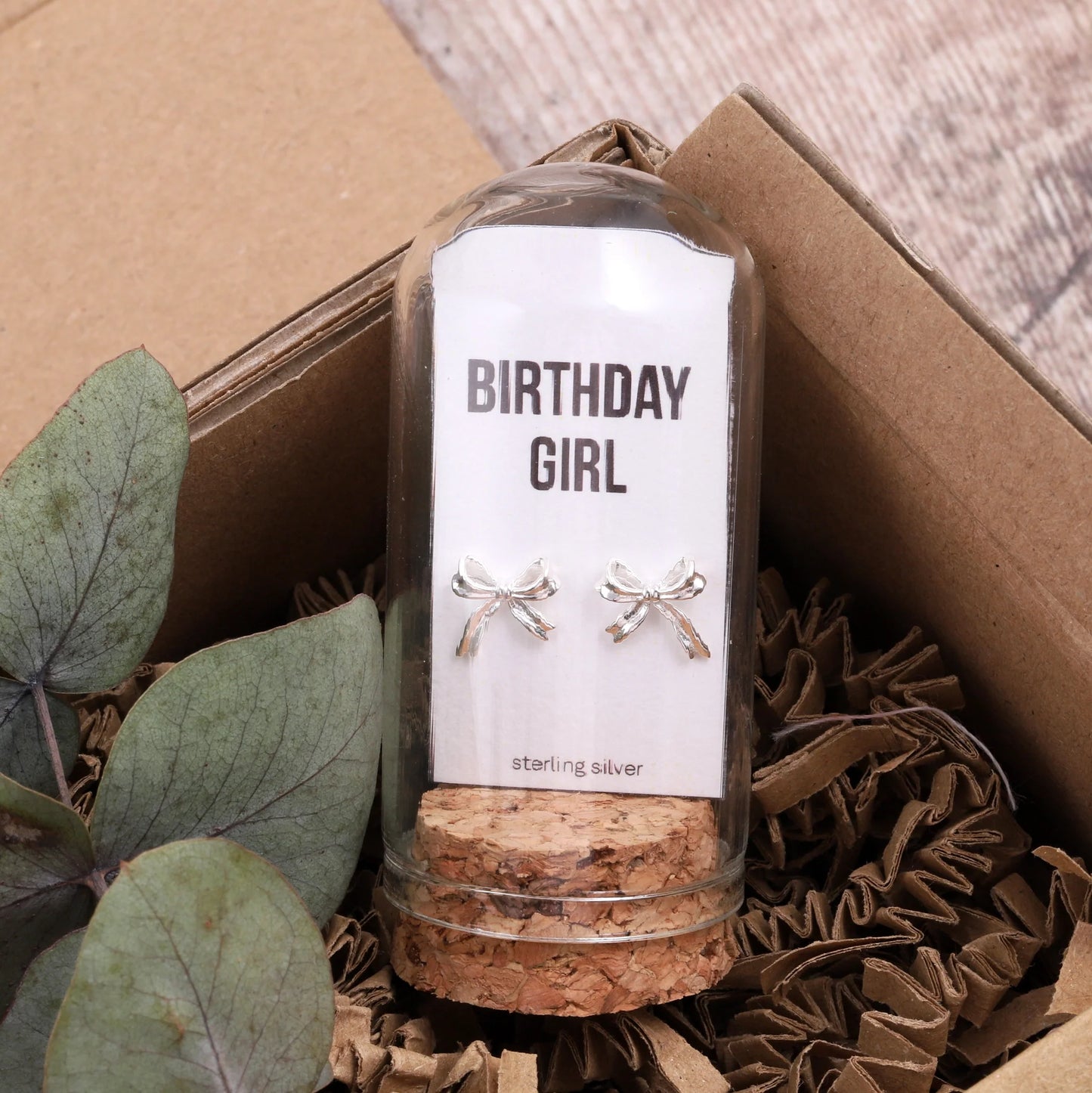 Attic Creations Birthday Girl Silk Bow Sterling Silver Gold Plated