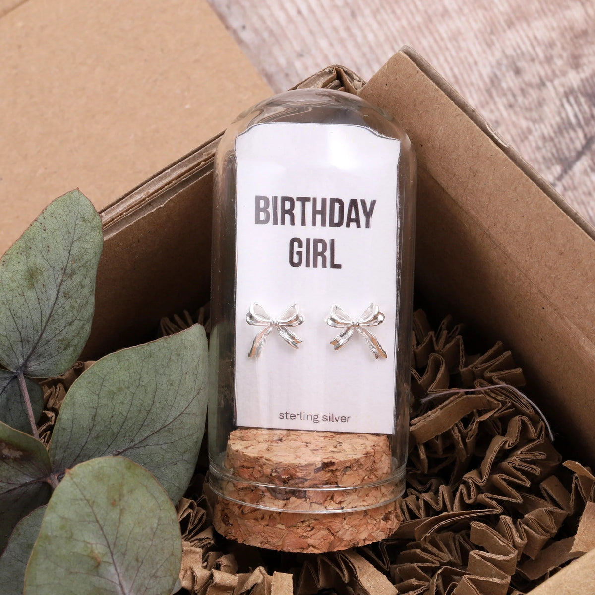 Attic Creations Birthday Girl Silk Bow Sterling Silver Gold Plated