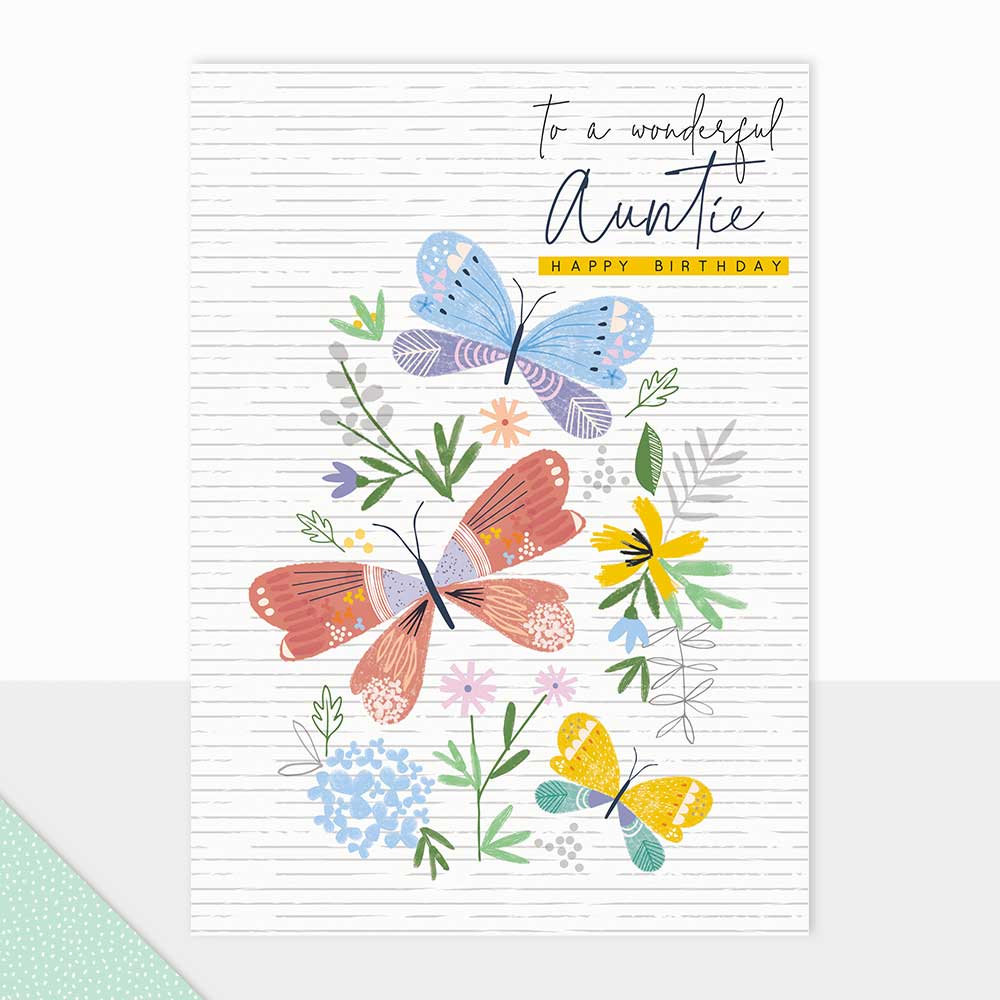 Laura Darrington Design Halcyon Greeting Card Wonderful Auntie Butterflies