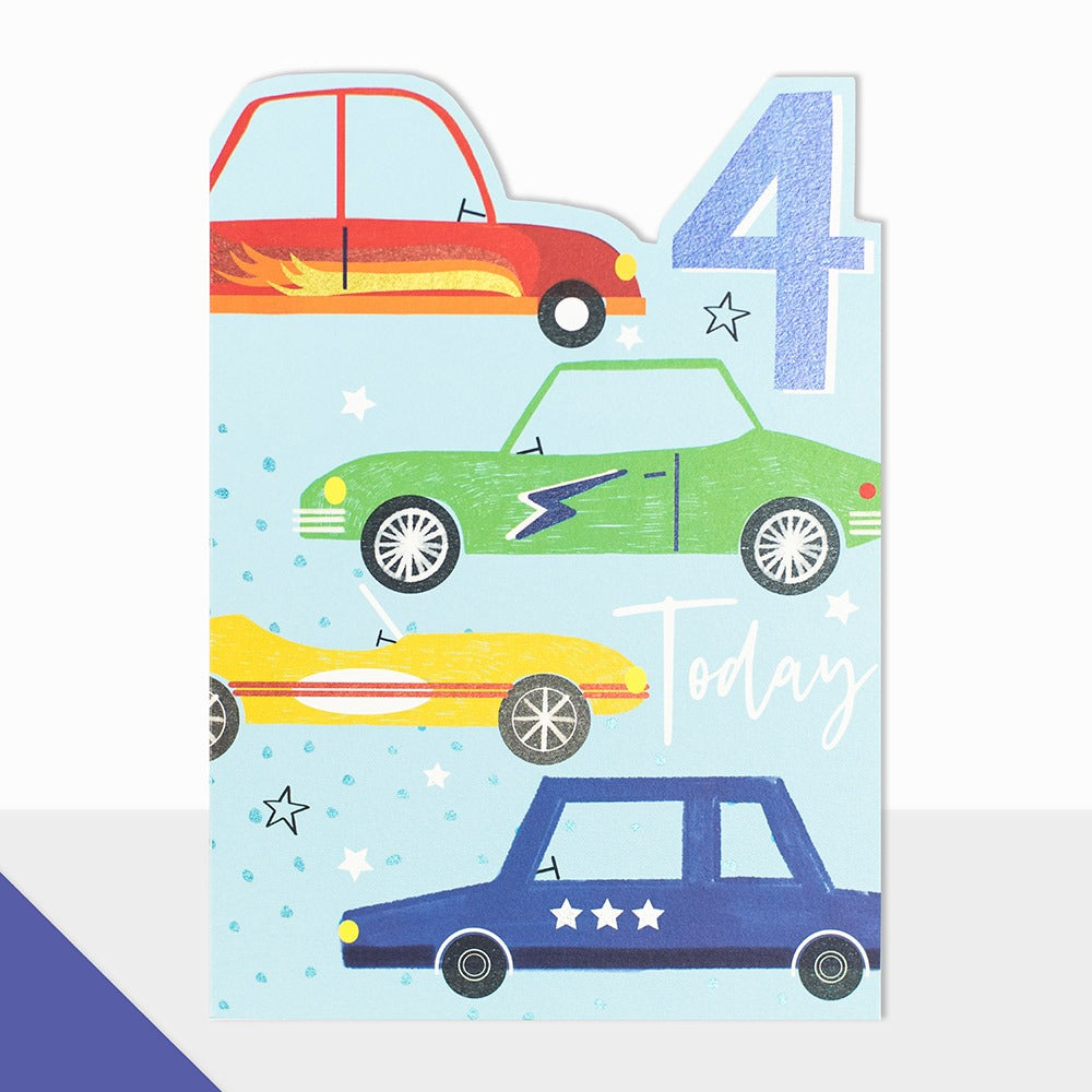 Laura Darrington Design Artbox Greeting Card 4 Today Cars Blue