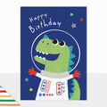 Laura Darrington Design Artbox Greeting Card Happy Birthday Dino Astronaut