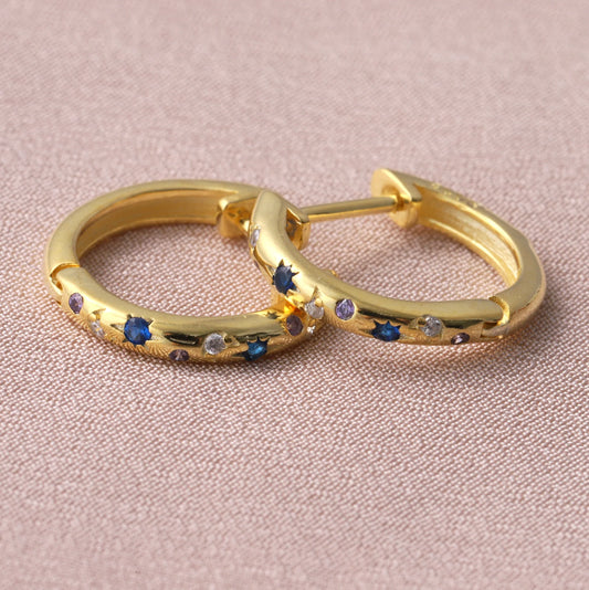 Blue and Clear Gem Hoop