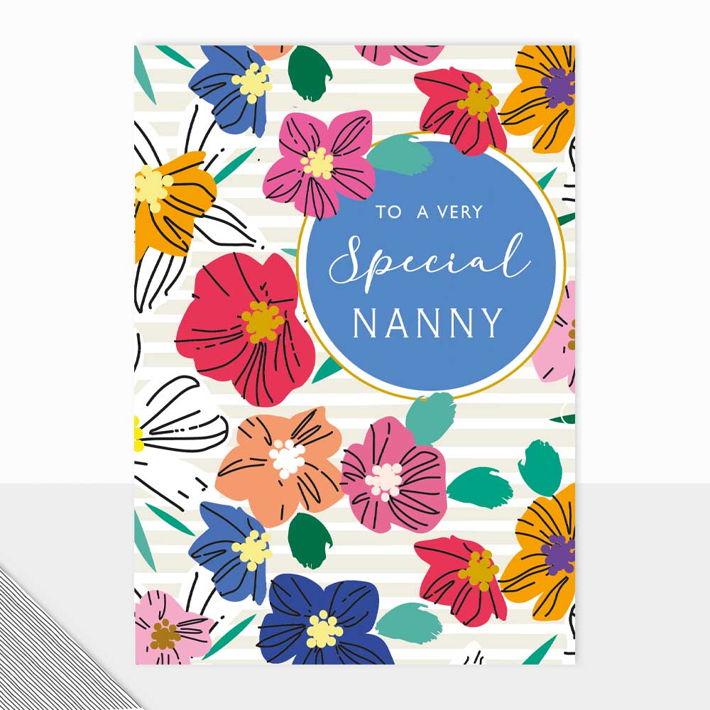 Laura Darrington Design Utopia Greeting Card To A Special Nanny Multi Flowers
