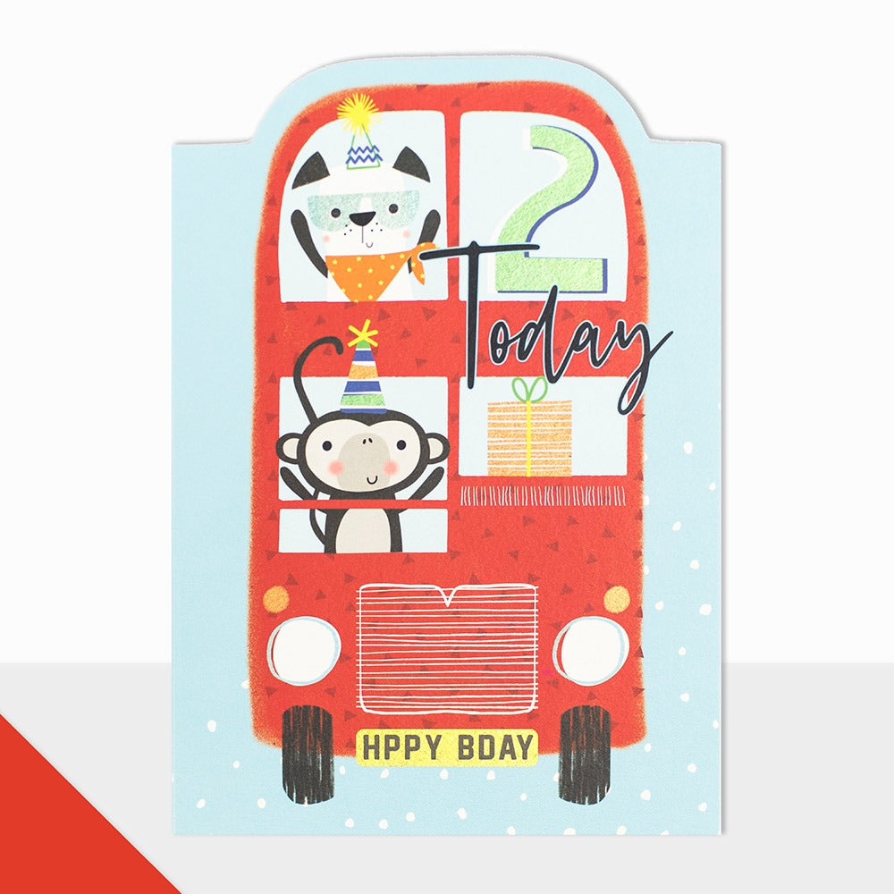 Laura Darrington Design Artbox Greeting Card 2 Today Red Bus
