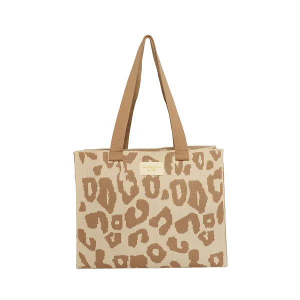 Zelly Woven Tote Bag Constellation Collection Medium Animal Taupe