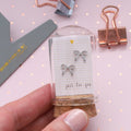 Attic Creations Little Note Bow Earrings Silver