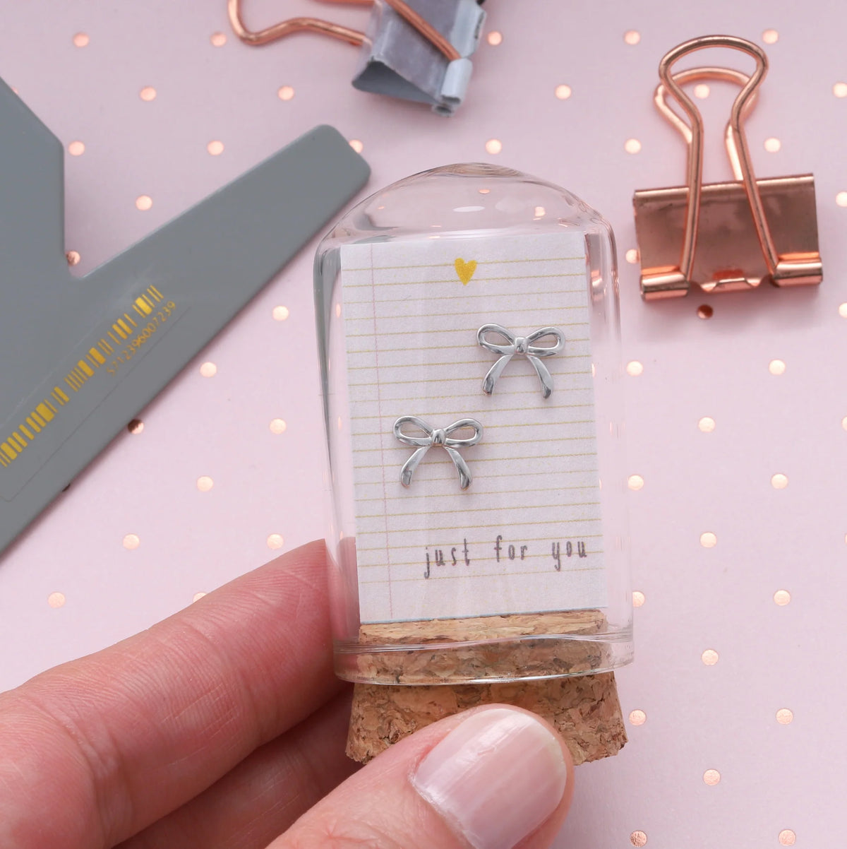Attic Creations Little Note Bow Earrings Silver