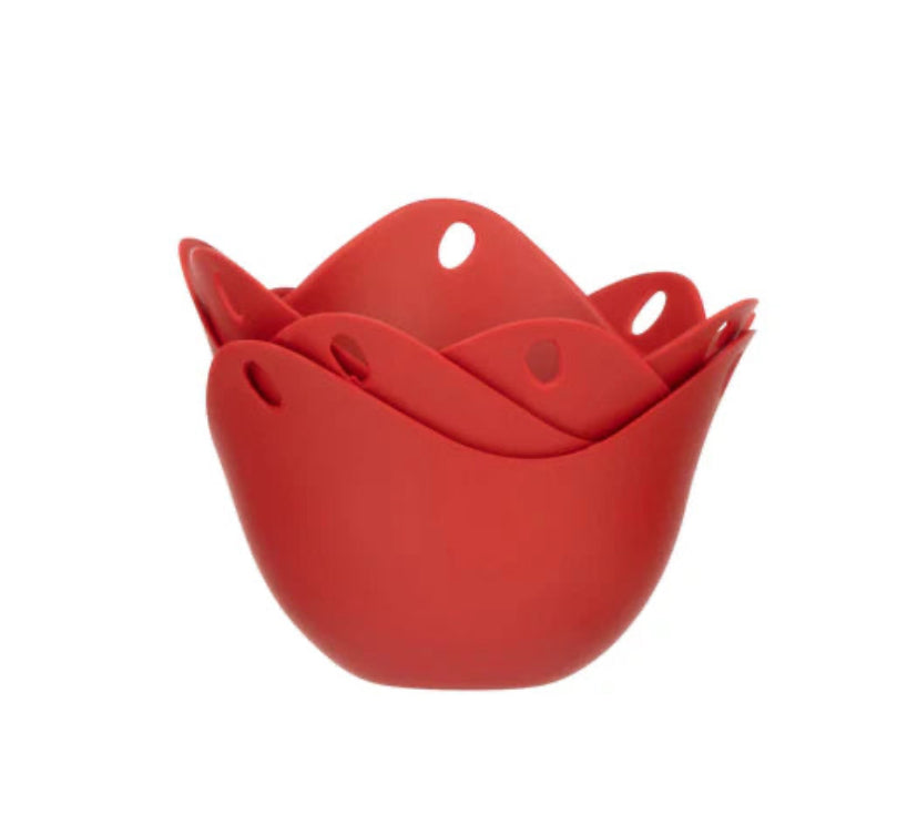 Fusion Twist 4 Pack Silicone Egg Poacher Red