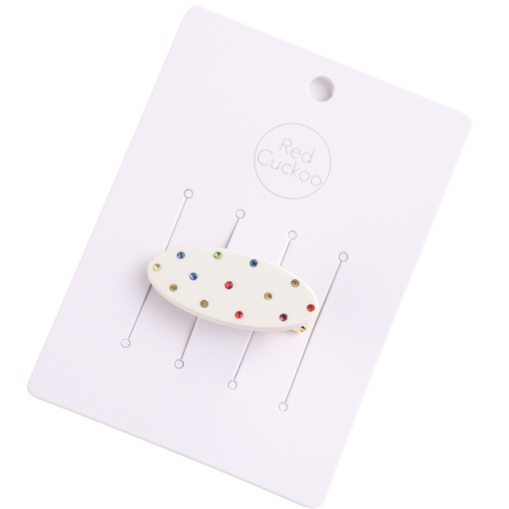 Red Cuckoo Oval Hair Clip White
