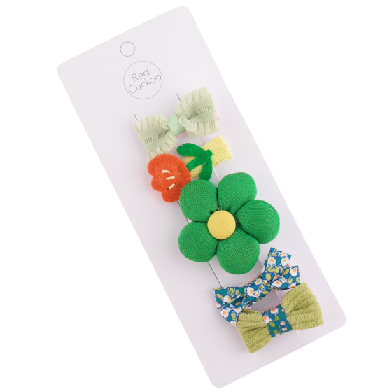 Green Set Hair Clips Pack Of 5