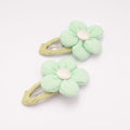 Flower Hair Clips Twin Pack Mint