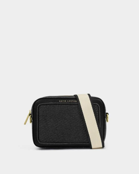 Katie Loxton Avery Raffia Small Crossbody Bag Black Raffia/Black