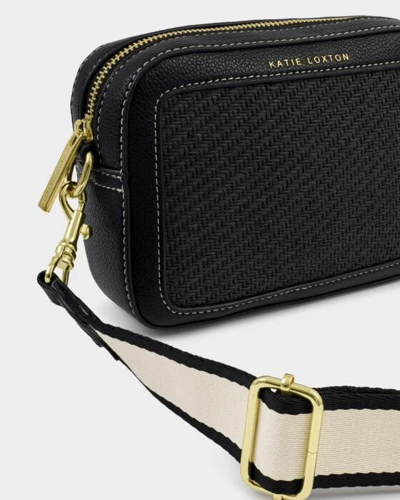 Katie Loxton Avery Raffia Small Crossbody Bag Black Raffia/Black