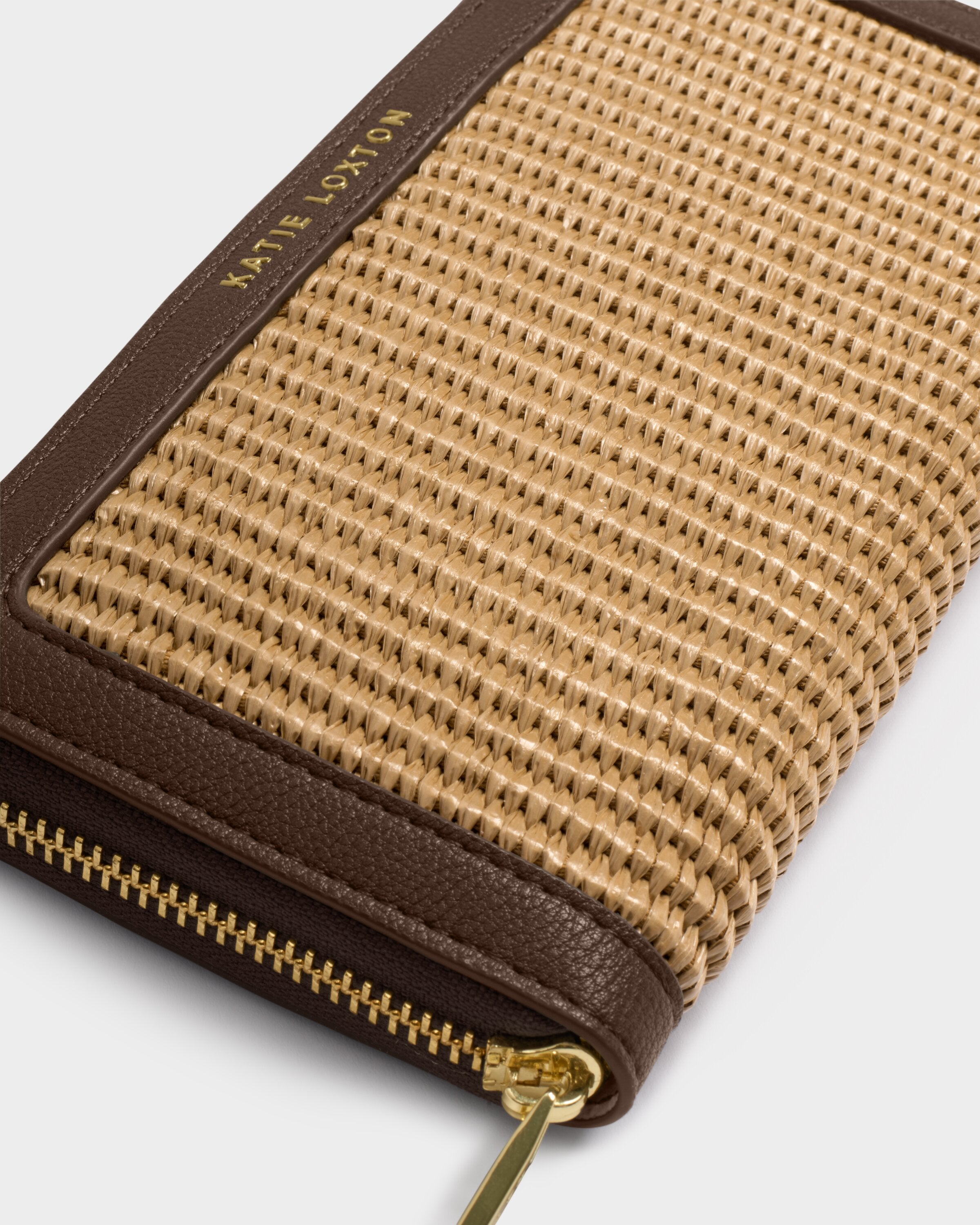 Katie Loxton Florence Purse Bitter Chocolate/Natural Raffia