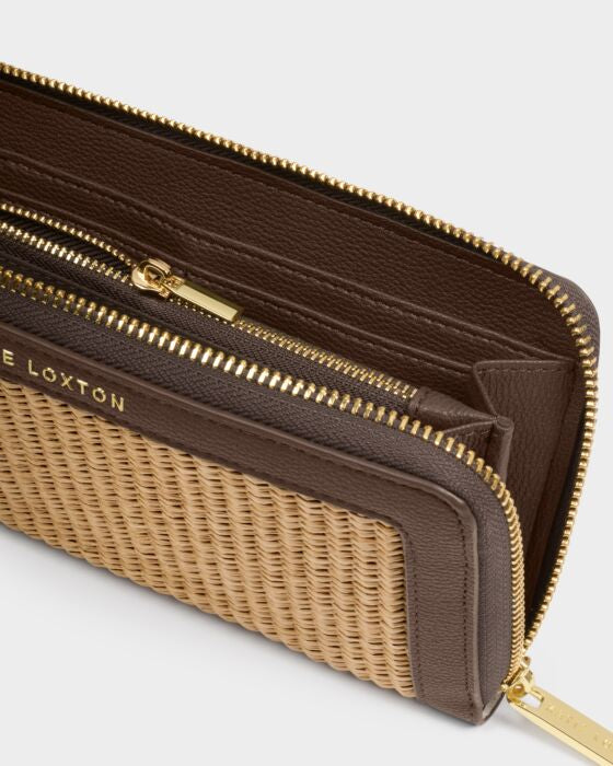 Katie Loxton Florence Purse Bitter Chocolate/Natural Raffia