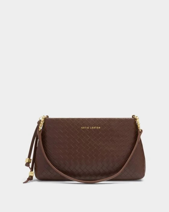 Katie Loxton Nova Small Shoulder Bag Dark Chocolate Woven