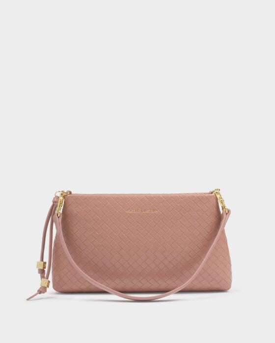 Katie Loxton Nova Small Shoulder Clutch Bag Pink Clay Woven