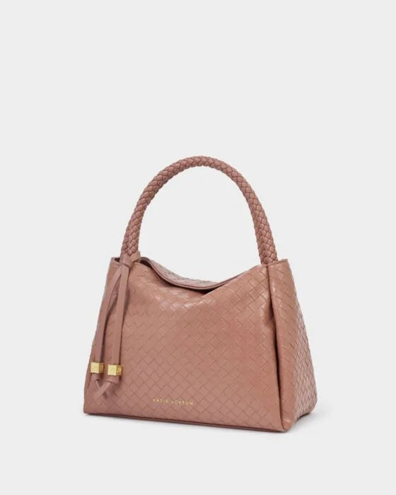Katie Loxton Nova Woven Texture Top Handle Bag Pink Clay