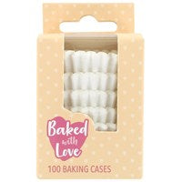 Baked With Love Baking Cases Mini White Greaseproof Pack of 100