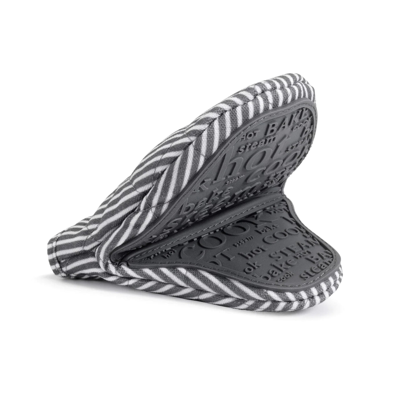 Zeal Hot Grab Oven Mitt Silicone and Fabric Dark Grey Stripe