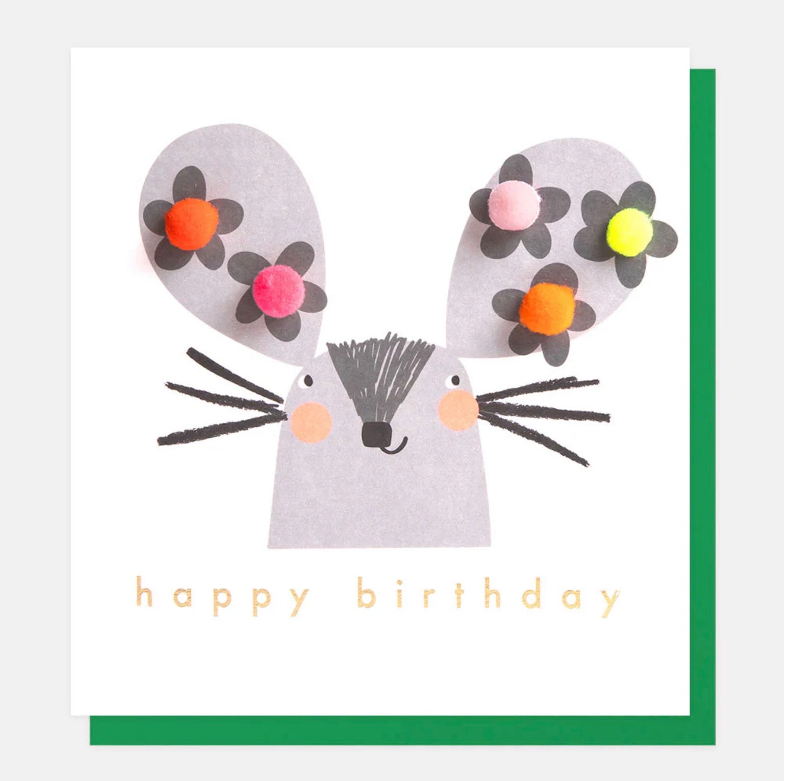 Caroline Gardner - Happy Birthday! MOUSE WITH FLOWERS ON EARS