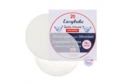 N J Products Easybake Greaseproof Circles 20 Pack Siliconised Double Sided 20cm